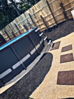 above ground pool on pea gravel