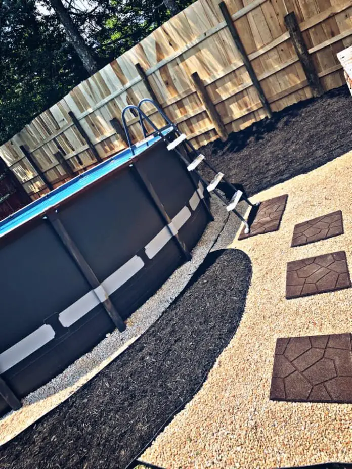 pea gravel around above ground pool