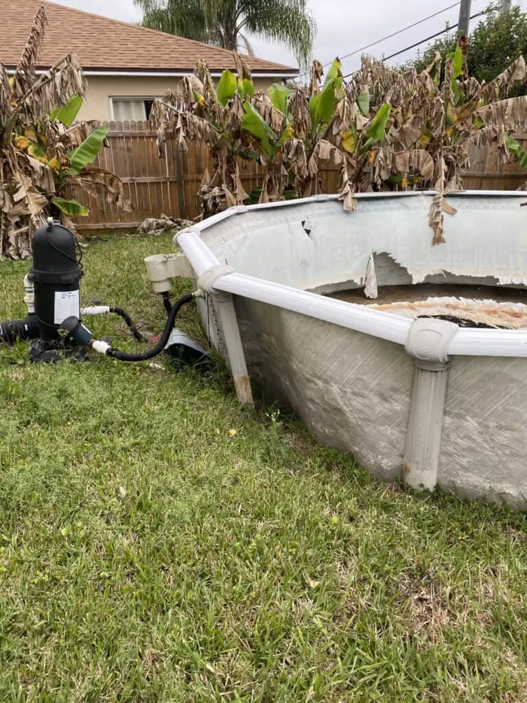 semi-inground pool caving in