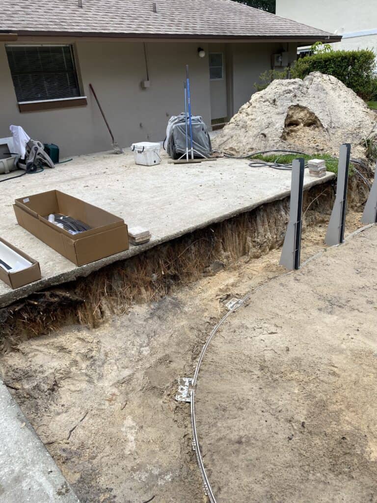 existing concrete deck next to above ground pool