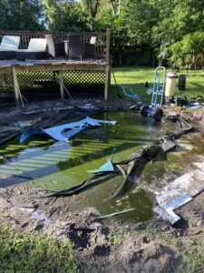 Ground after an above ground pool has been removed