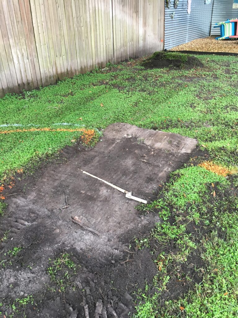 Running into an irrigation line while removing the grass for an above ground pool installation