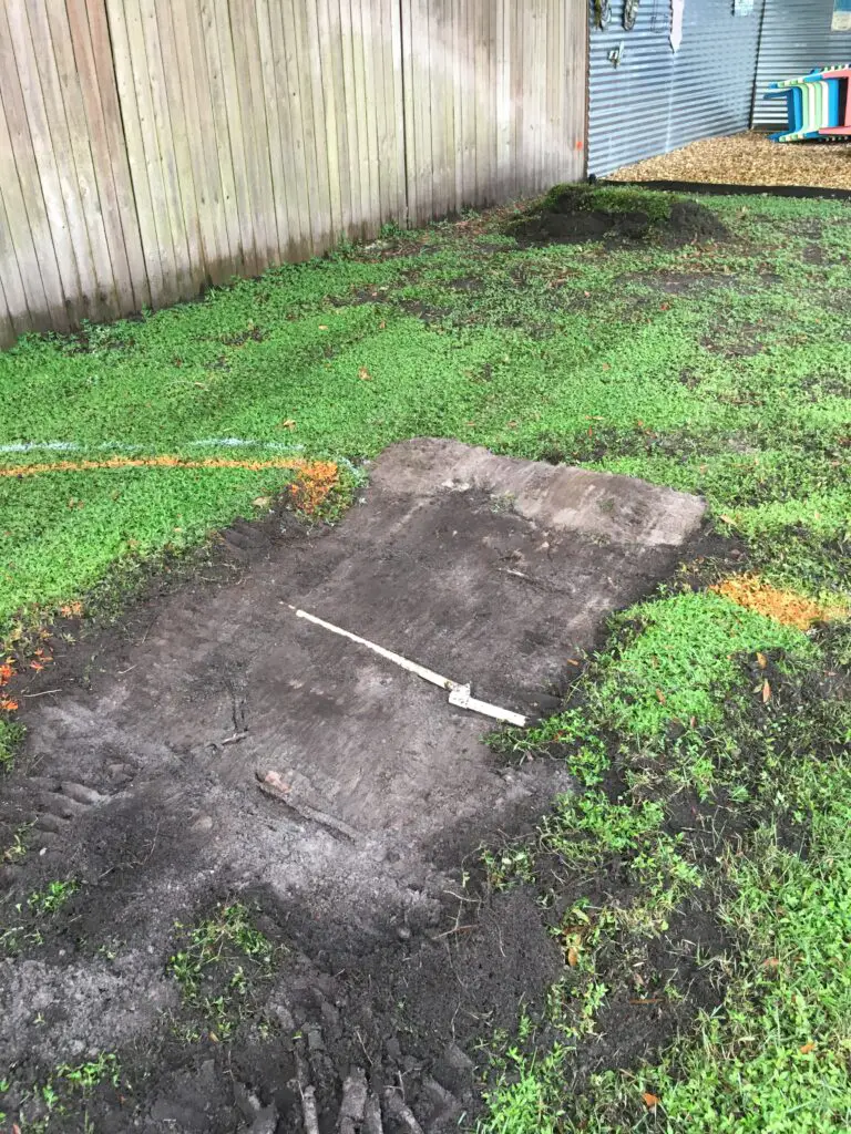 Running into an irrigation line while removing the grass for an above ground pool installation