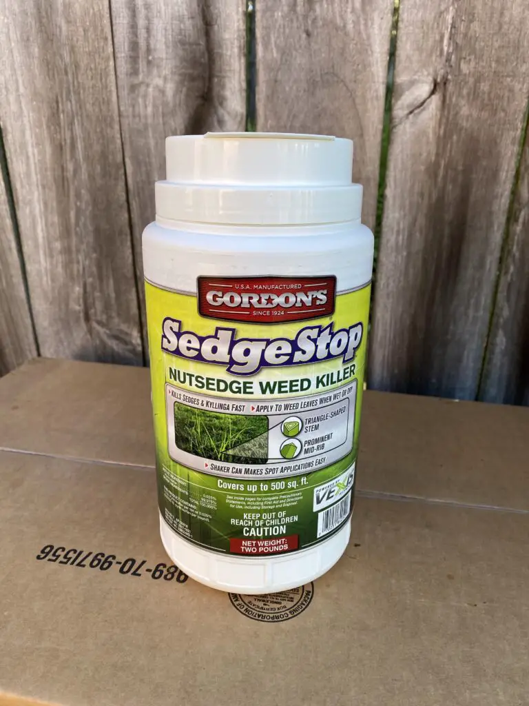 SedgeStop nutgrass killer used to prevent nutgrass from growing in a above ground swimming pool