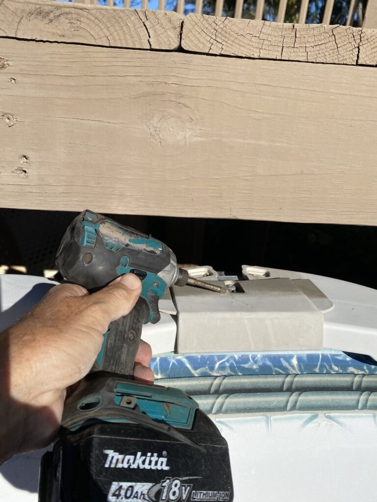 Cordless drill cannot get to a screw in an above ground pool because a deck is in the way