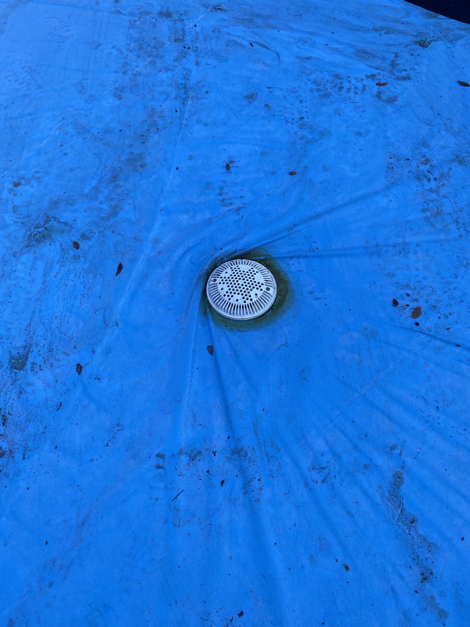 Main drain in above ground pool that has been drained for a liner change