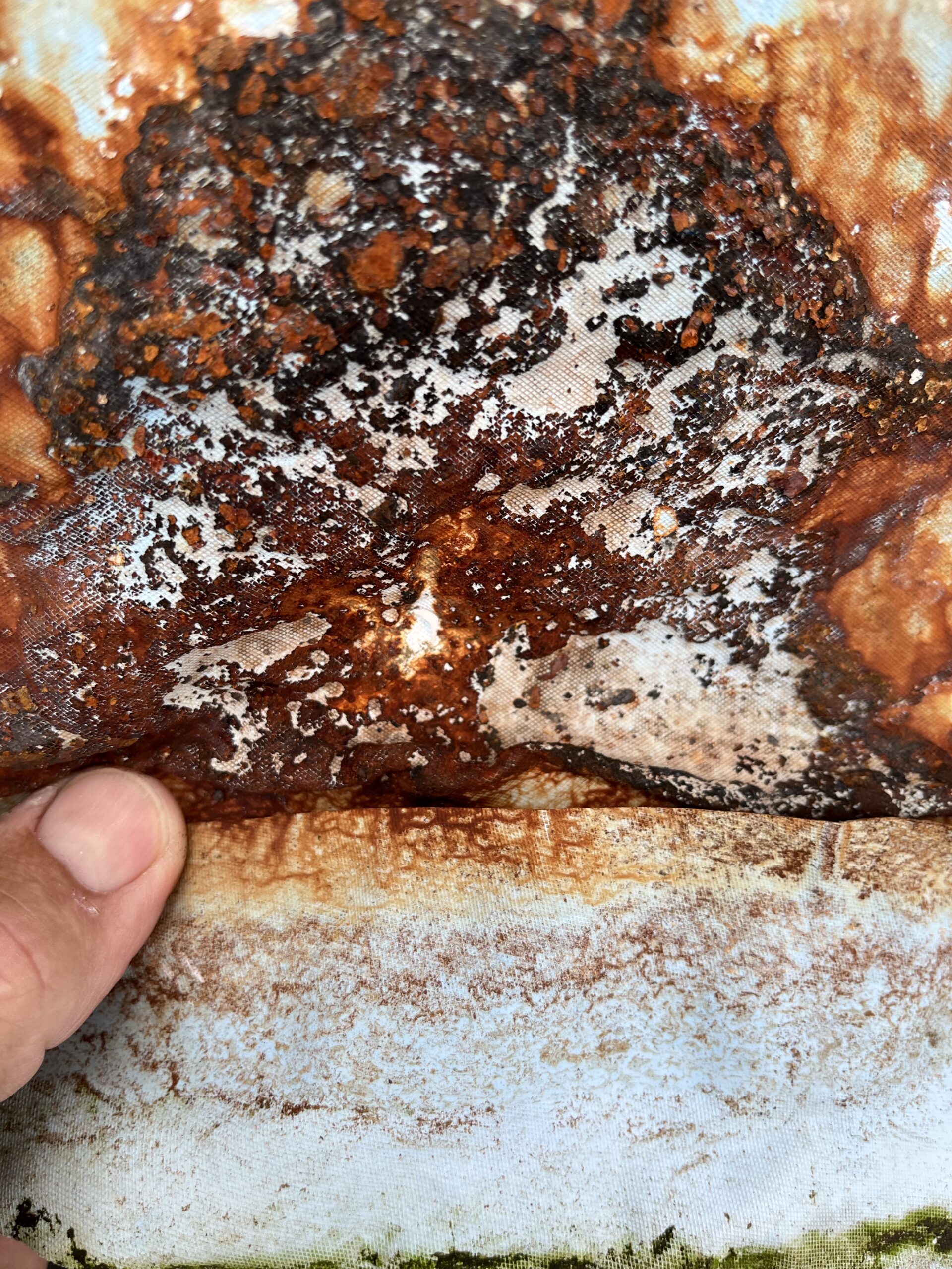 Unpatched hole in liner eventually caused the pool wall to badly rust